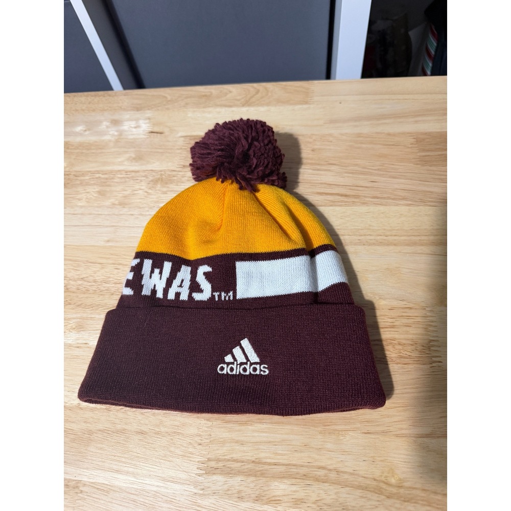 Adidas Central Michigan Chippewas Beanie Pom Knit Hat Maroon Gold CMU NCAA